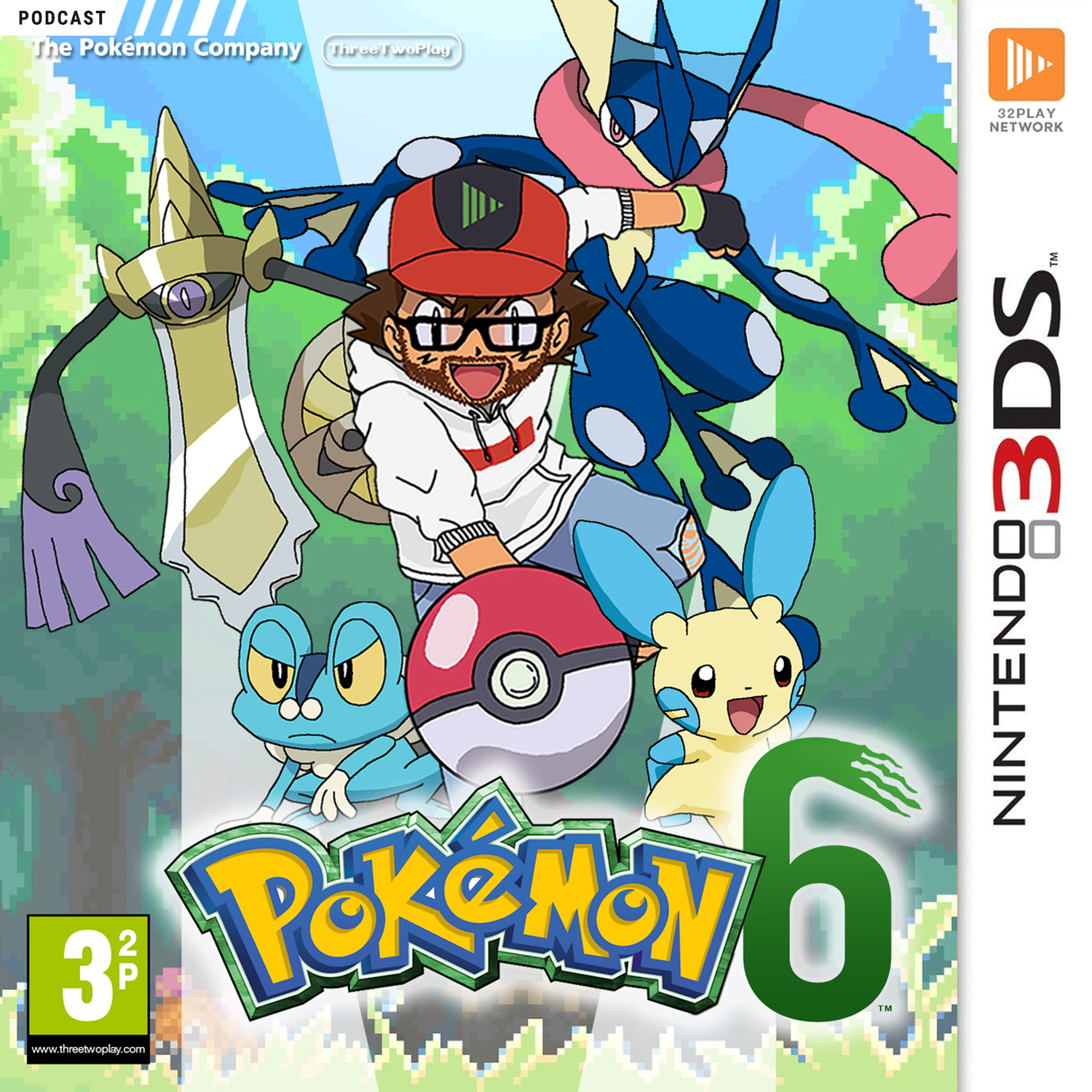 Podcast-Cover zu einem ThreeTwoPlay-Special zur sechsten Pokémon-Generation