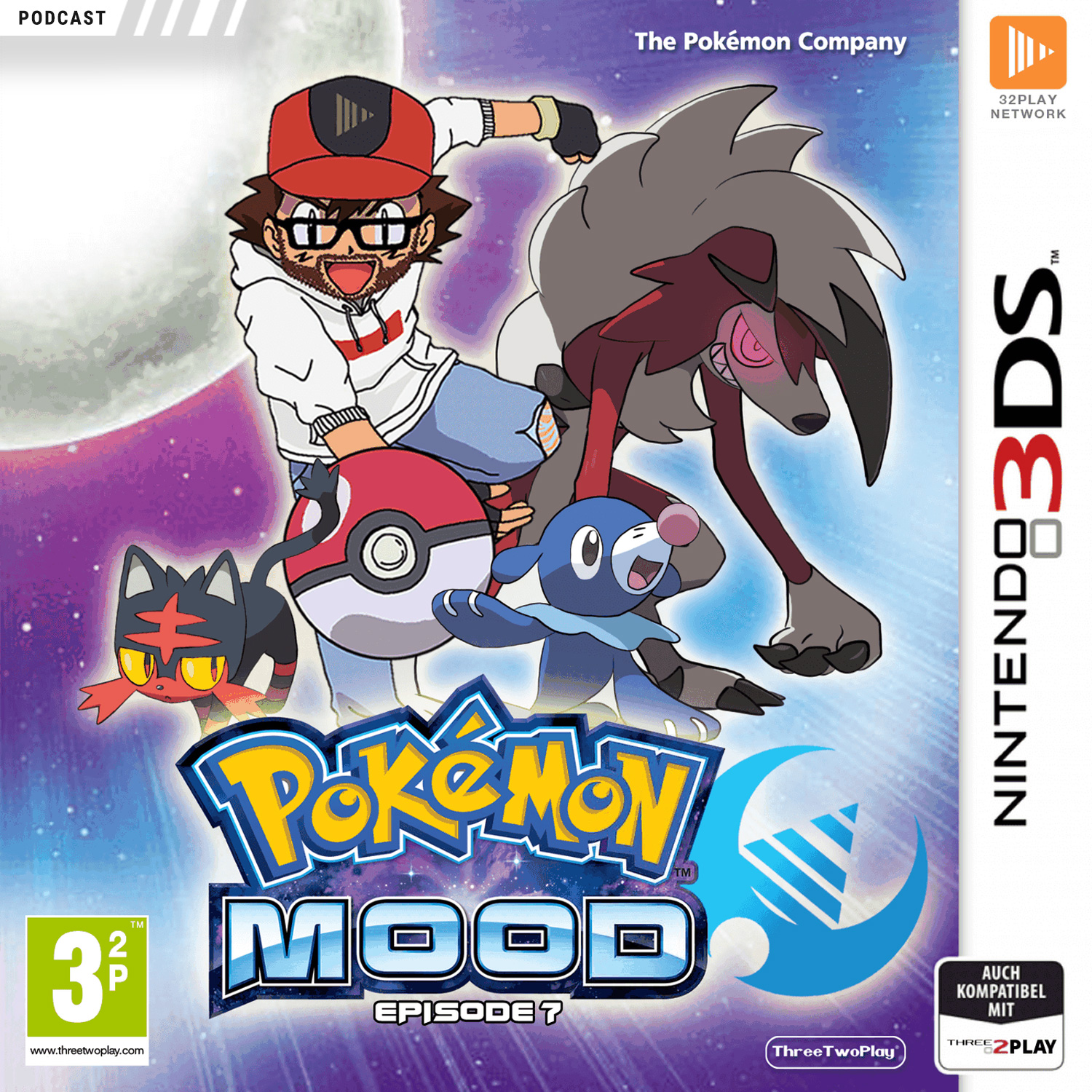 Podcast-Cover zu einem ThreeTwoPlay-Special zur siebten Pokémon-Generation