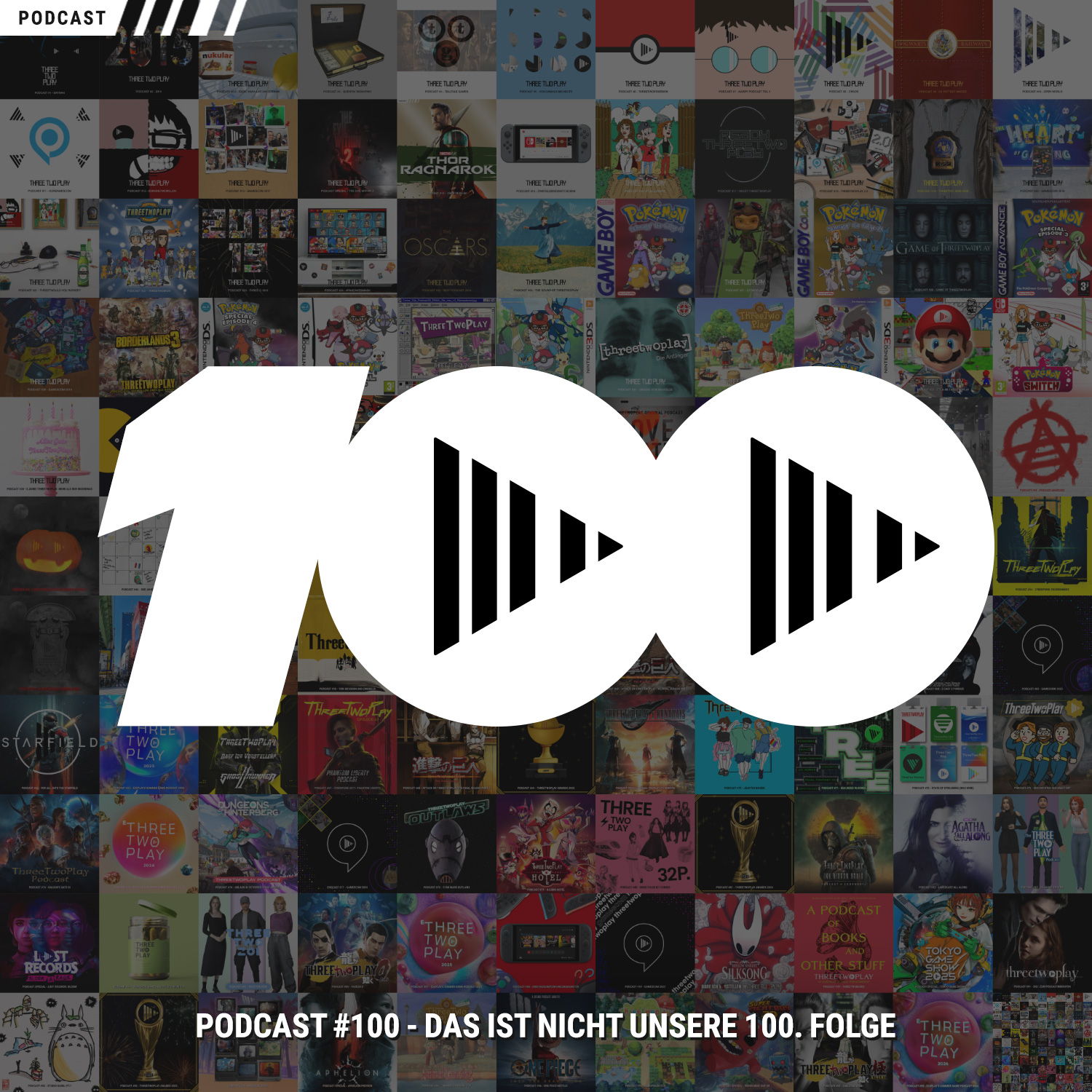 Podcast-Cover zur 100. Folge des ThreeTwoPlay Podcasts